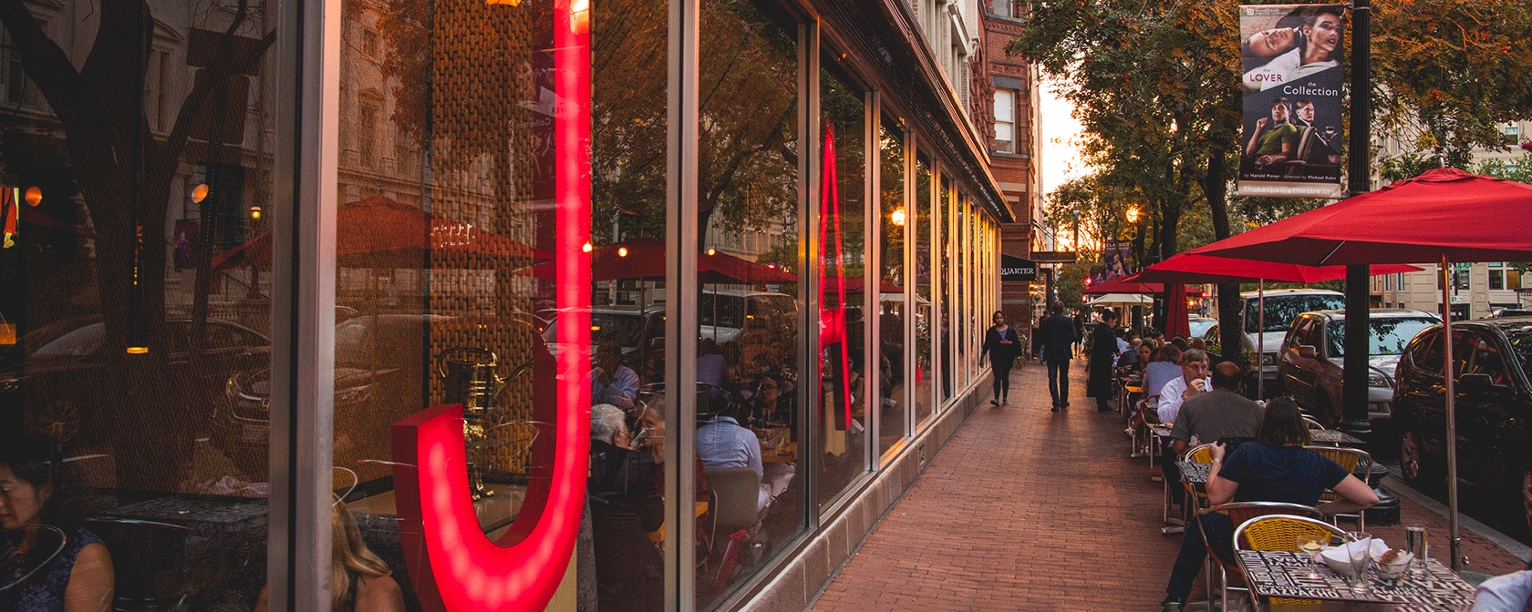 Outside street in front of Jaleo restaurant in Penn Quarter neighborhood